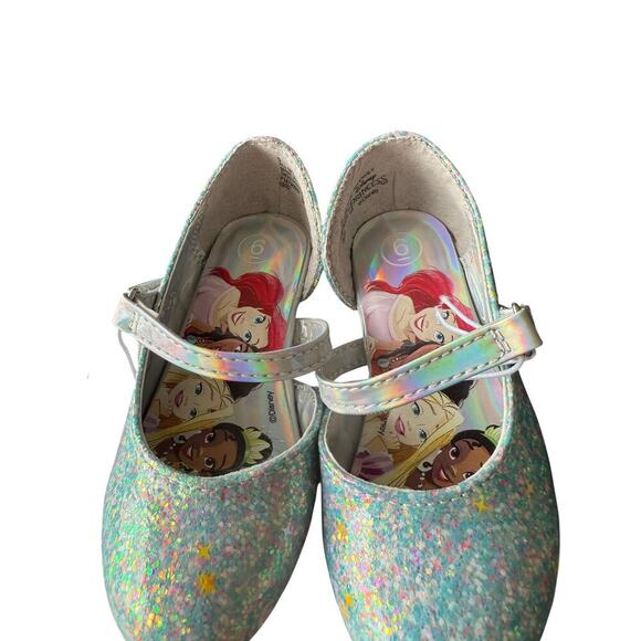 Disney Toddler Girls' Silver Glittery Disney Princess Ballet Flats Size 6 - Picture 8 of 9